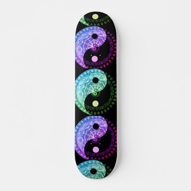 Harmony and Balance Yin Yang Mandala Symbol Skateboard (Front)