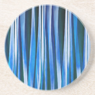 Harmony and Peace Blue Striped Abstract Pattern Coaster