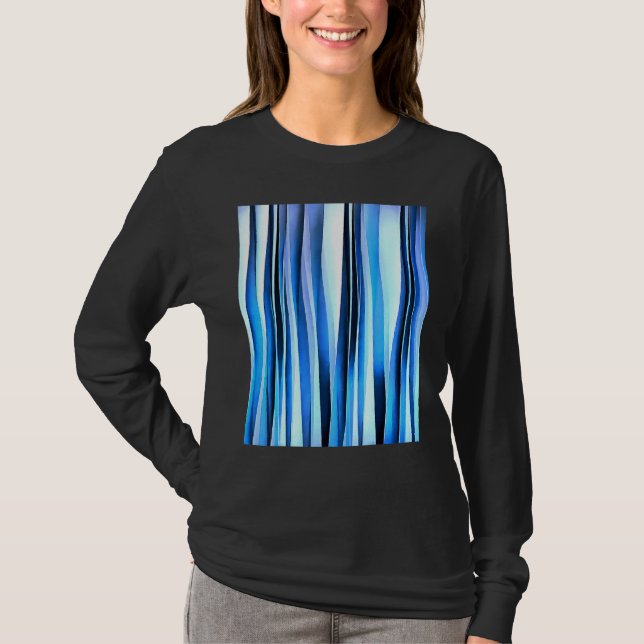 Harmony And Peace Blue Striped Abstract Pattern T-Shirt (Front)