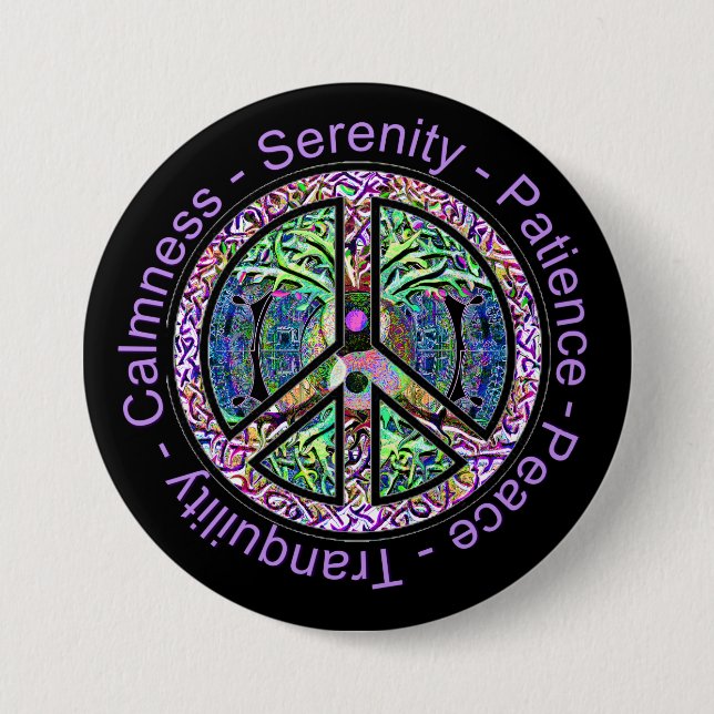 Harmony, Balance, Oneness Peace Symbol 7.5 Cm Round Badge (Front)
