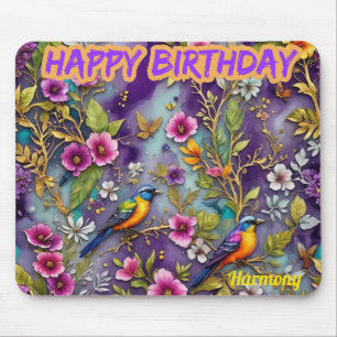 HARMONY ~ Birds Flowers ~ Birthday Greetings ~ Mouse Pad