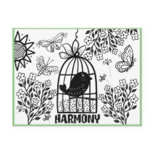 Harmony Colouring Postcard