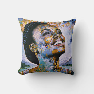 "Harmony in Gold and Sky" Cushion