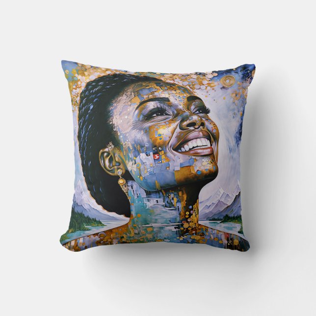 "Harmony in Gold and Sky"      Cushion (Front)