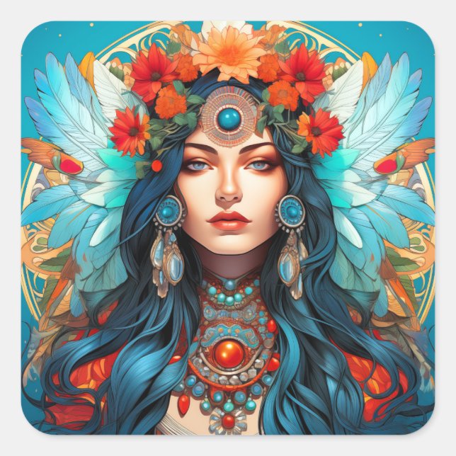 Harmony in Heritage - Art Nouveau Design Square Sticker (Front)