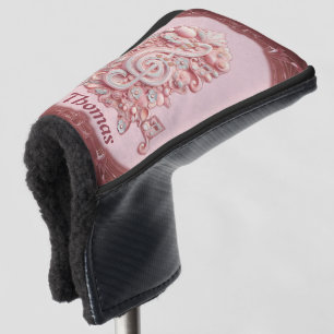 Harmony in pink, a majestic, stylised treble clef. golf head cover