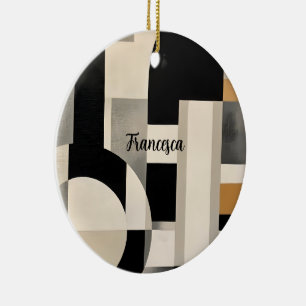 Harmony in Shades: Abstract Composition of B & w Ceramic Ornament