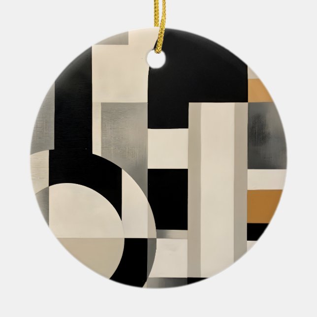 Harmony in Shades: Abstract Composition of B & w Ceramic Ornament (Front)