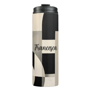 Harmony in Shades: Abstract Composition of B & w Thermal Tumbler