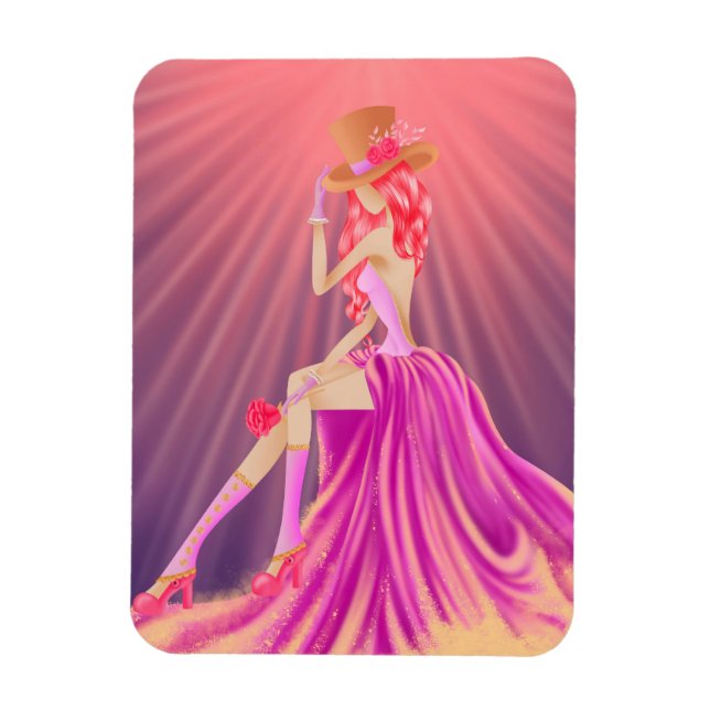 "Harmony in Stardust" A Glamorous Steampunk Queen Magnet (Vertical)