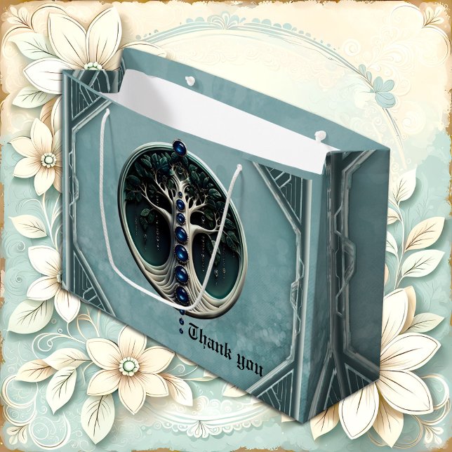 Harmony in teal, Mystical Tree of Life.  Large Gift Bag (Creator Uploaded)
