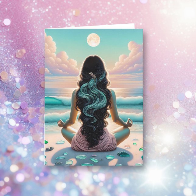 Harmony Meditation on Beach Blank Card (Creator Uploaded)