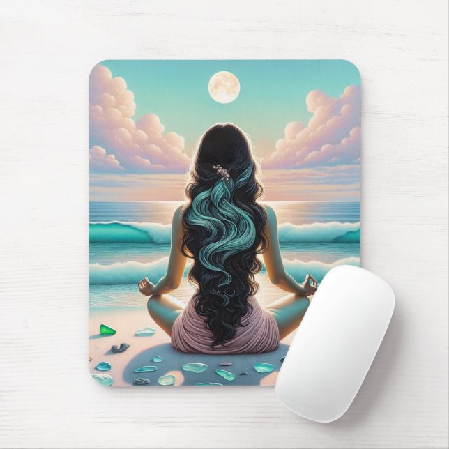 Harmony Meditation on Beach   Mouse Pad (With Mouse)