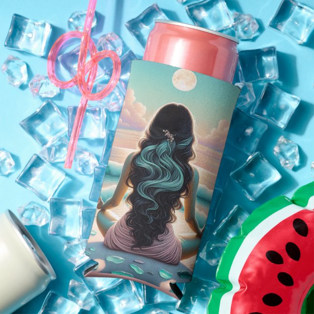 Harmony Meditation on Beach Seltzer Can Cooler (In Situ Summer)
