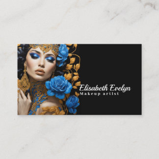 Harmony of Blue and Gold Florals on a Lovely Woman Business Card