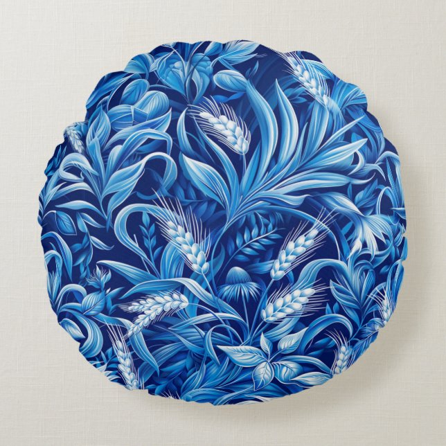 Harmony of Green Grains and Plants Round Cushion (Front)