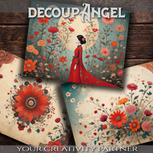 Harmony of the East - Set of 3 - Decoupage - Wrapping Paper Sheet