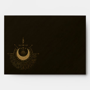 Harmony of the elements: moon, gold and geometry.  envelope
