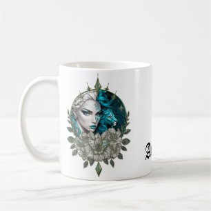 Harmony of the elements, the woman with lion. coffee mug