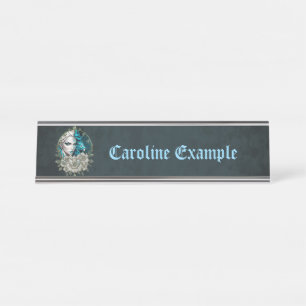 Harmony of the elements, the woman with lion.  desk name plate