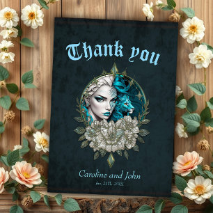 Harmony of the elements, the woman with lion. thank you card
