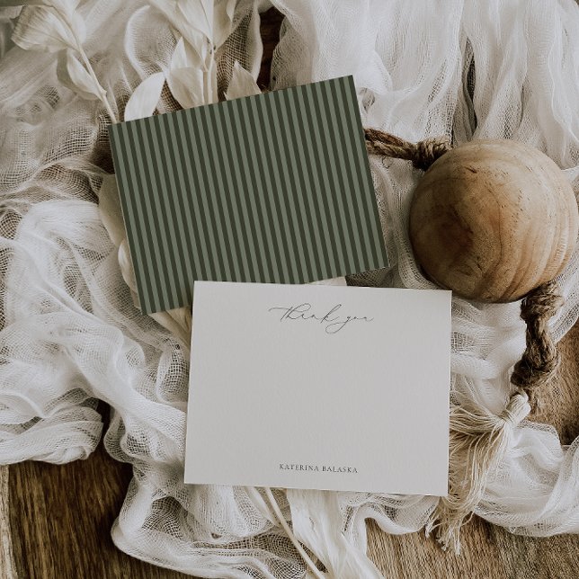 HARMONY Olive Green Thank Note Card (Creator Uploaded)