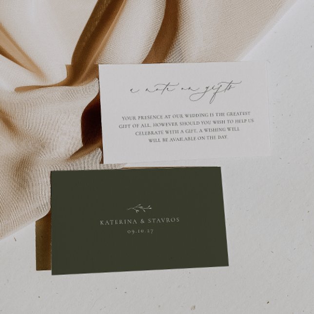 HARMONY Olive Green Wedding A Note On Gifts Enclosure Card (Creator Uploaded)