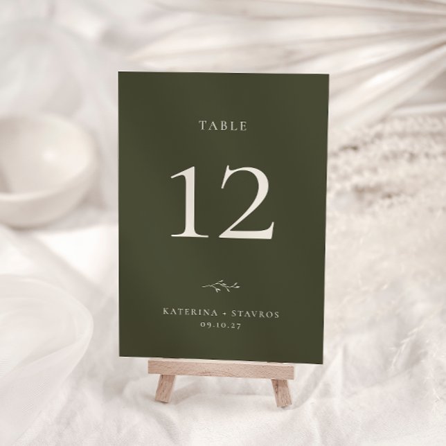 HARMONY Olive Green Wedding Table Number Card (Creator Uploaded)