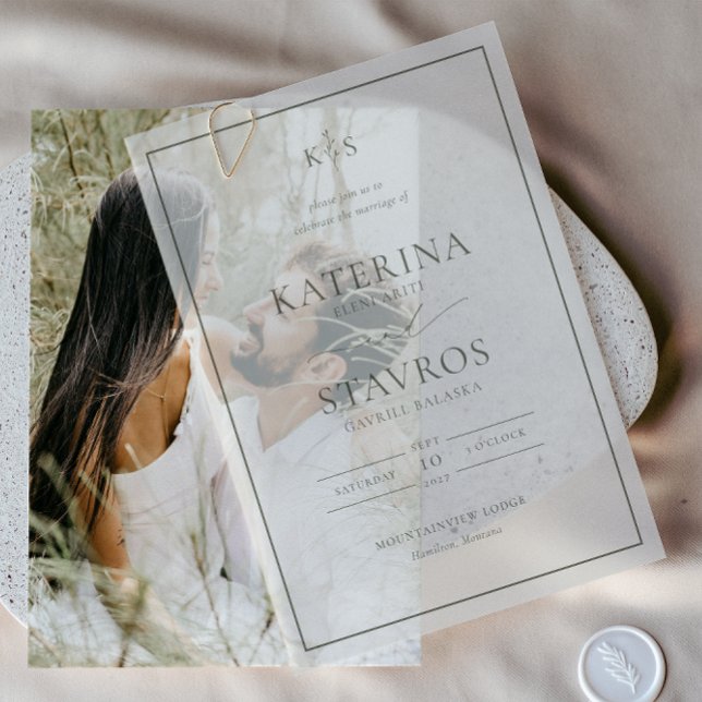 HARMONY | Olive Green Wedding  Vellum Invitations (Creator Uploaded)