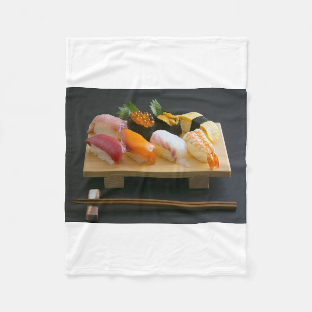 Harmony on Hinoki – Sushi Platter Fleece Blanket (Front)
