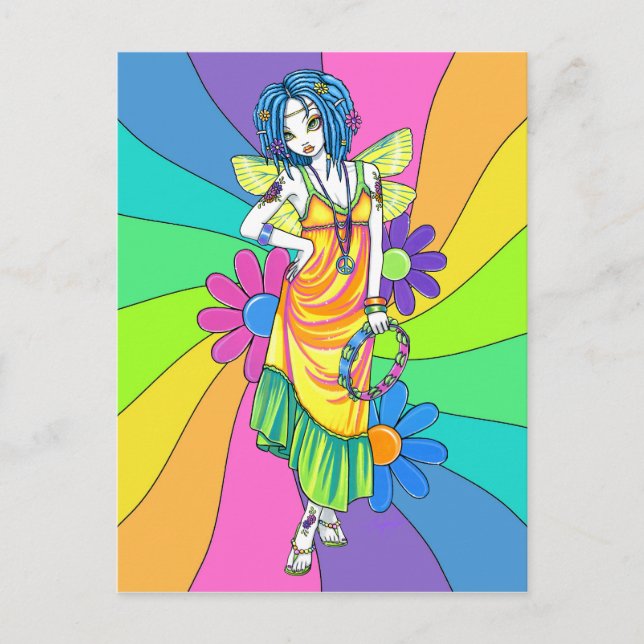 "Harmony" Rainbow Flower Child Fairy Postcard (Front)