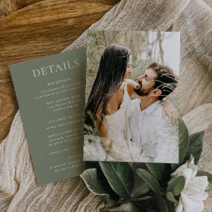 HARMONY   Sage Green Wedding Details Photo Card