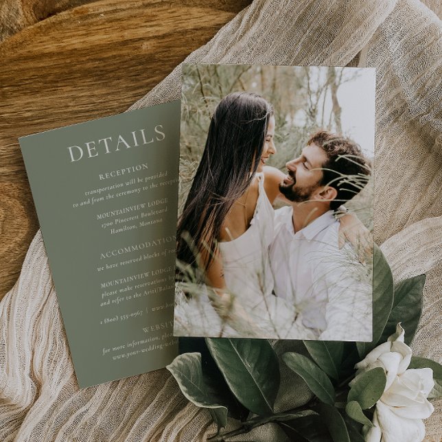 HARMONY | Sage Green Wedding Details Photo Card (Creator Uploaded)