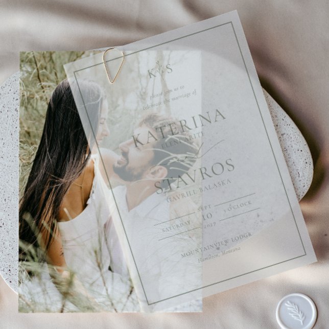 HARMONY | Sage Green Wedding  Vellum Invitations (Creator Uploaded)