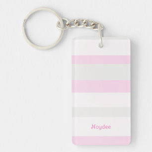 Harmony Stripes Horizontal Lines Grey Pink White Key Ring