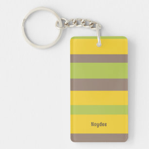 Harmony Stripes Lines Brown Yellow Green Key Ring