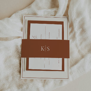 HARMONY Terracotta Monogram Minimalist Invitation Belly Band