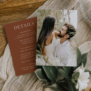 HARMONY Terracotta Wedding Details Photo Card