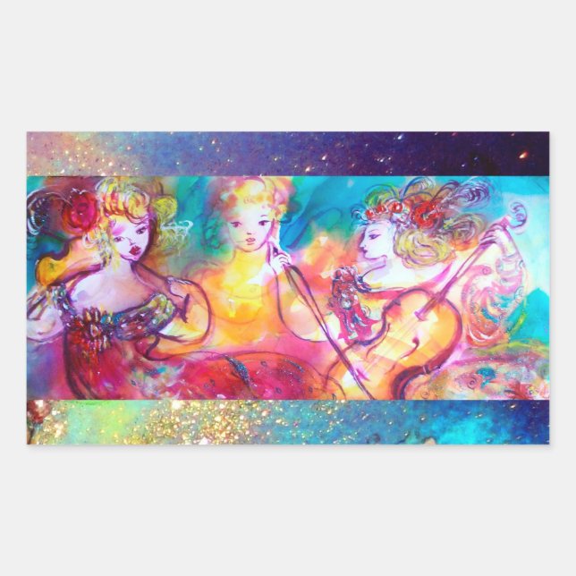 HARMONY TRIO MUSIC CONCERT WRAPPING PAPER RECTANGULAR STICKER (Front)