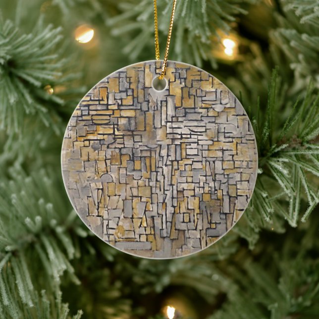 Harmony Unveiled: Piet Mondrian's Tableau No. 2 Ceramic Ornament (Tree)