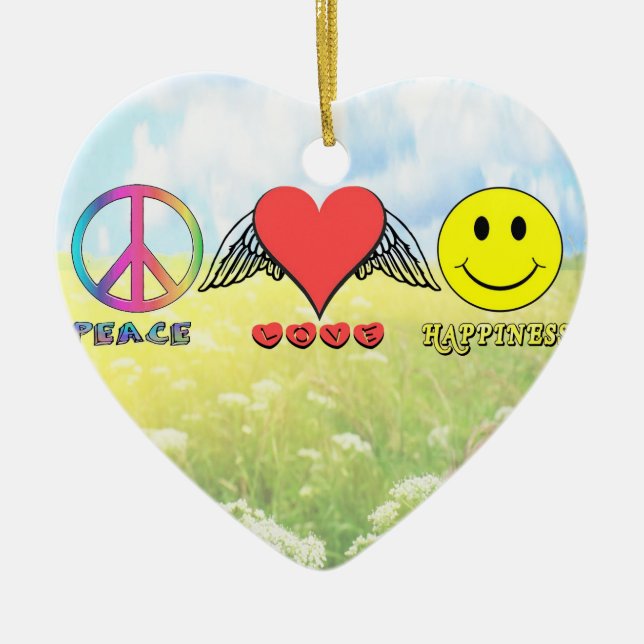 Harmony - Wishing you Peace, Love and Happiness! Ceramic Ornament (Front)