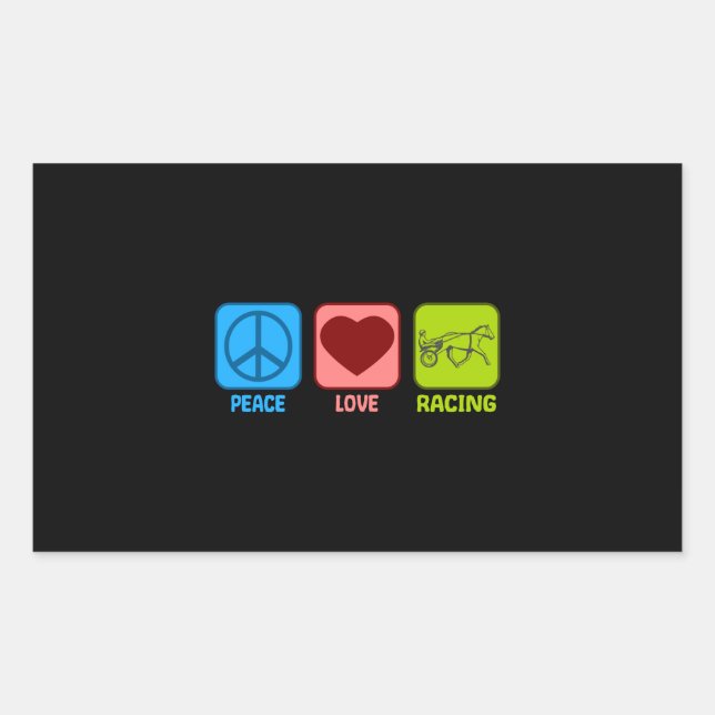 Harness Horse Racing Peace Love Rectangular Sticker (Front)