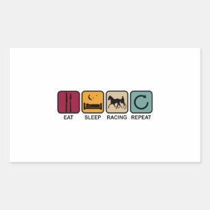 Harness Racing Eat Sleep Repeat Slogan Retro Funny Rectangular Sticker