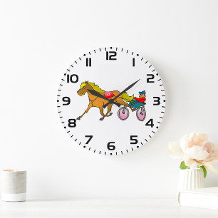 Harness Racing Horse and Driver Large Clock