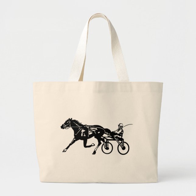 Harness Racing Horse Large Tote Bag (Front)