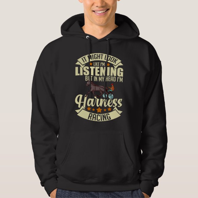 Harness Racing Horse Race Track Racer Trotting Hor Hoodie (Front)