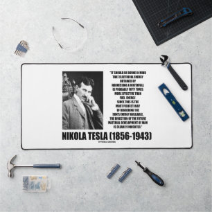 Harnessing A Waterfall Sun's Energy Tesla Quote Desk Mat