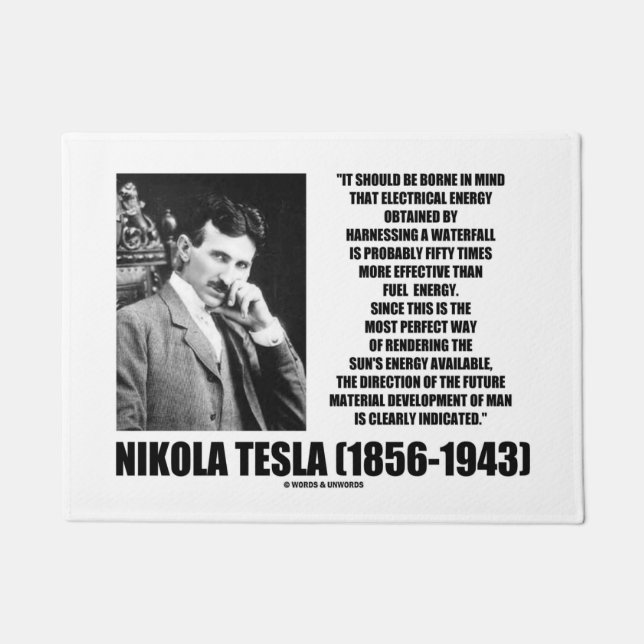 Harnessing A Waterfall Sun's Energy Tesla Quote Doormat (Front)