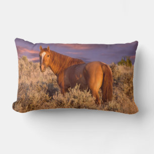 Harney County Wild horse stands alert Lumbar Cushion