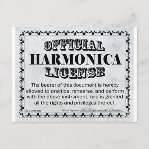 Harnonica License Postcard